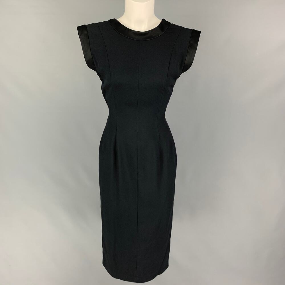 ALBERTA FERRETTI Size 2 Black Acetate Viscose Sleeveless Cocktail Dress